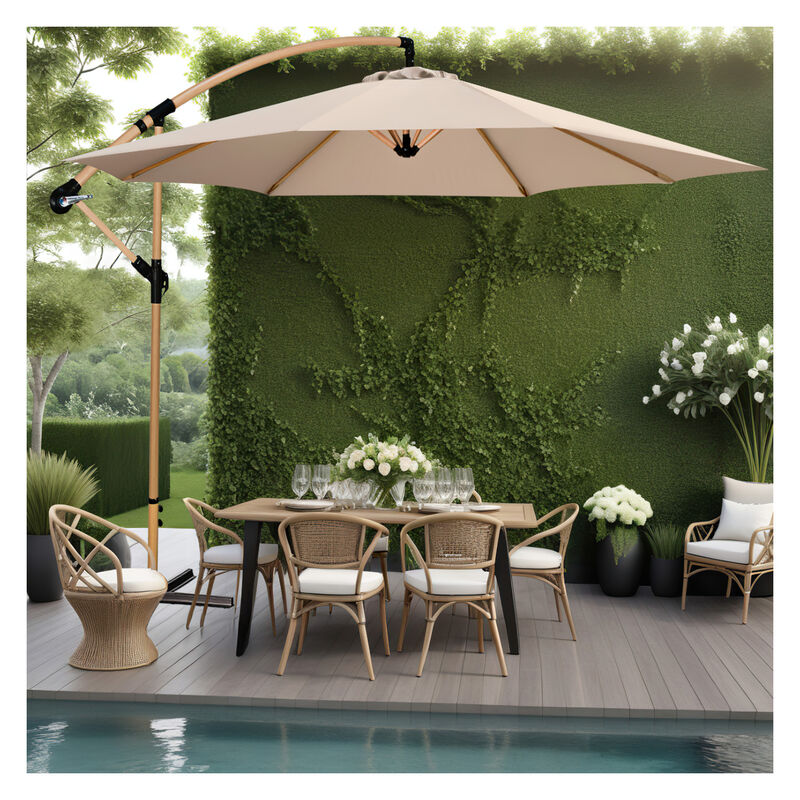 Sombrilla Tipo Madera Beige Exterior Lujo 2.9m ... image number null