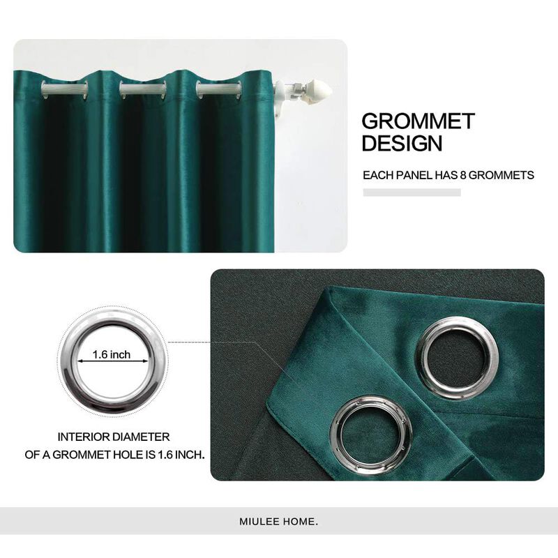 Cortinas Miulee De Terciopelo Verde Oscuro, 132... image number null