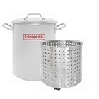 Olla de Acero Inoxidable Concord 24L con Cesta para Vapor
