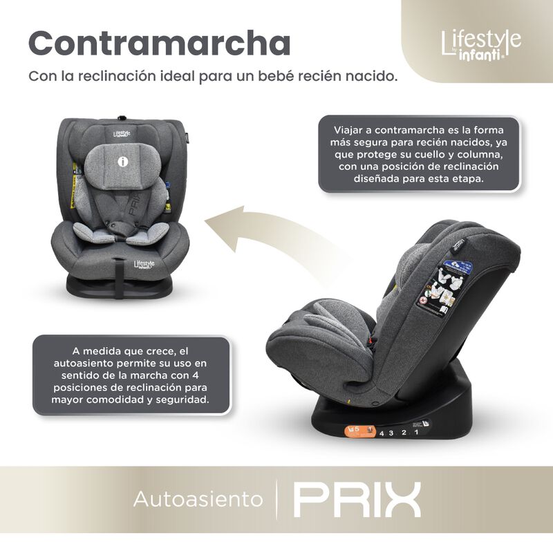 Autoasiento Reclinable Prix Gris Con Soporte De... image number null