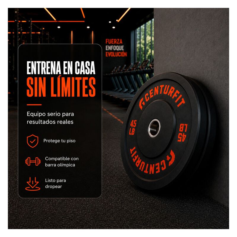 Par Disco Bumper Olimpico 45 Lb Centro Acero Ca... image number null