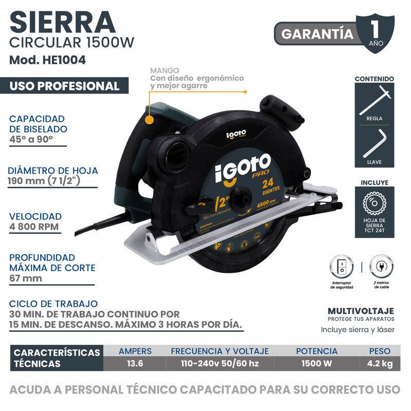 Sierra Circular IGOTO PRO 1500W HE1004 image number null