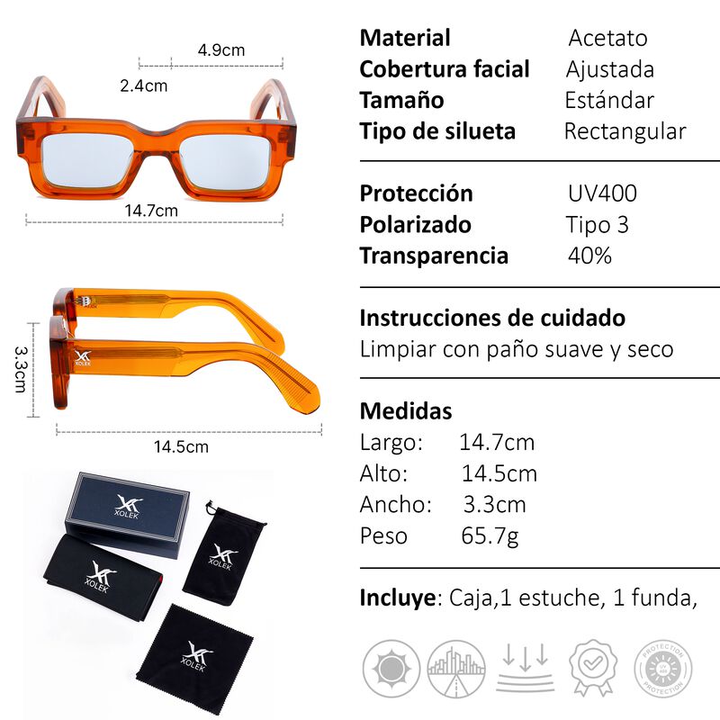 Lentes De Sol Xolek 101 Acetato Uv Polarizado image number null