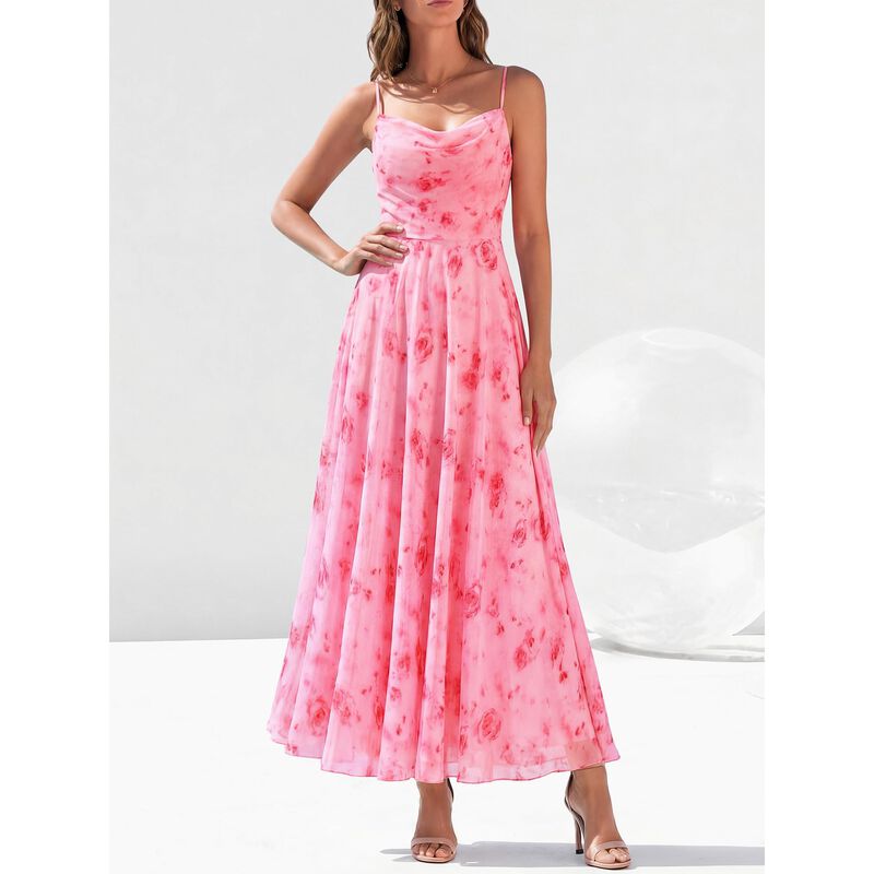 Vestido Maxi Floral BTFBM con Tirantes Finos image number null