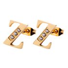 Aretes Mujer Inicial Letras Baño Oro 18k Zirconias Luckyly