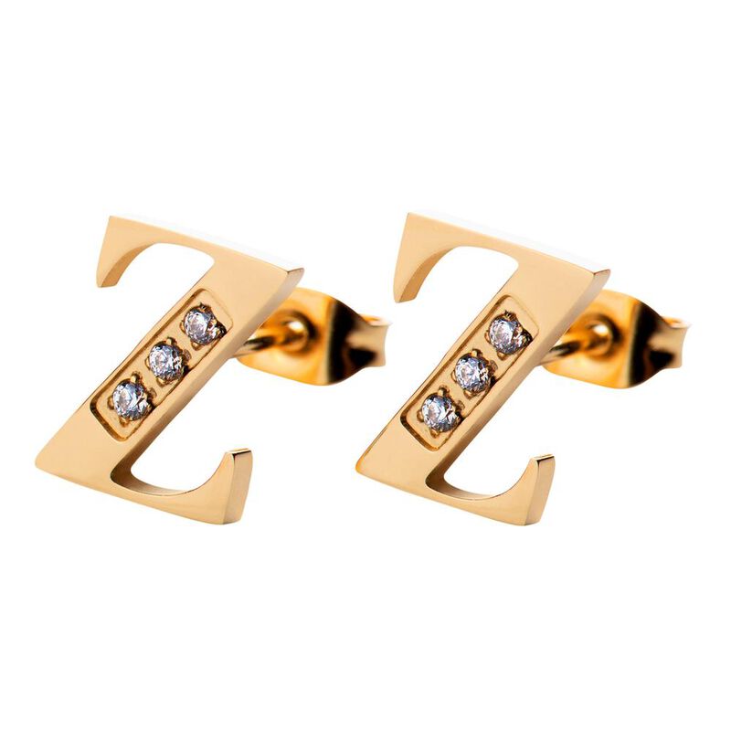 Aretes Mujer Inicial Letras Baño Oro 18k Zircon... image number null