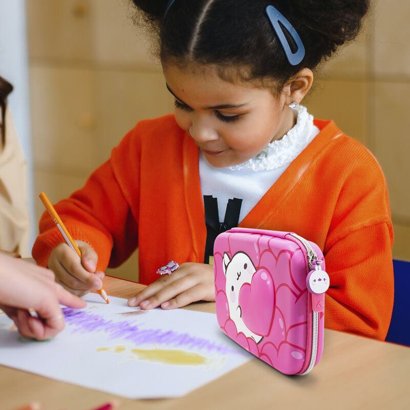 Estuche Escolar R&iacute;gido Molang Rosa con Corazone... image number null