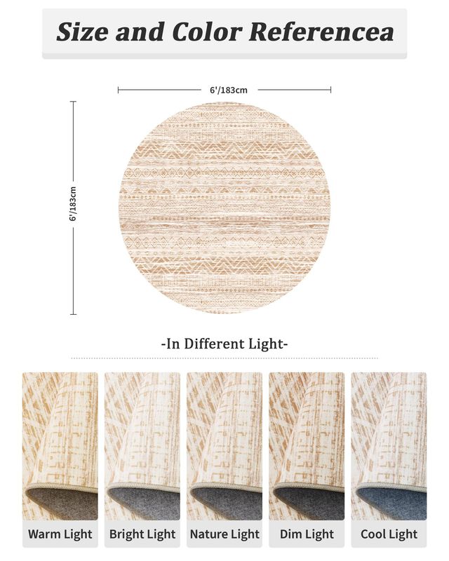 Alfombra Redonda Miukiki 183 cm Lavable Beige E... image number null