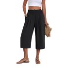 Pantalones Lepunuo Capri de Pierna Ancha con Bolsillos de Poliester