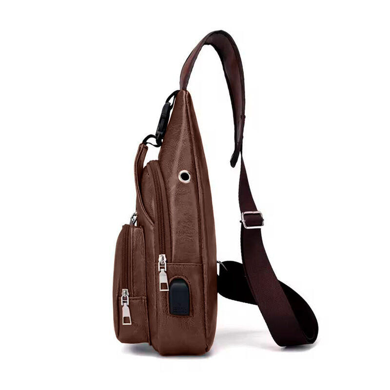 Mochila Cruzada de Cuero Caf&eacute; Bluelander image number null