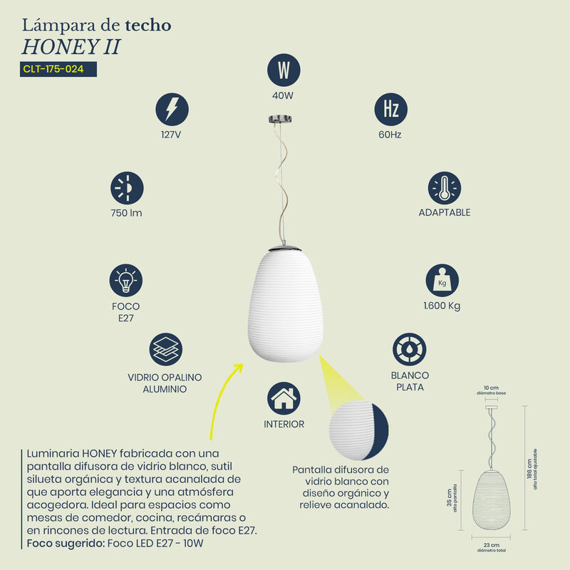 L&aacute;mpara de Techo Colgante MIL LUCES HONEY II Sa... image number null
