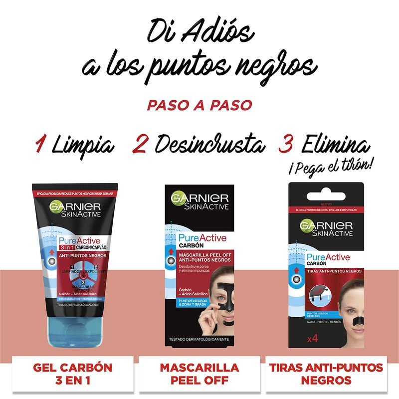 Limpiador Garnier Pure Active 3 En 1, Carb&oacute;n Ve... image number null