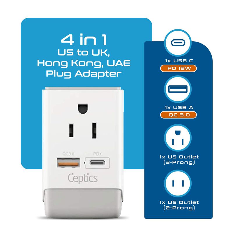 Adaptador De Enchufe Ceptics, Reino Unido, Irla... image number null