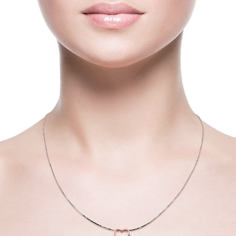 Dije Oro Rosa Con Cadena Oro Blanco 14k Con 2 P... image number null