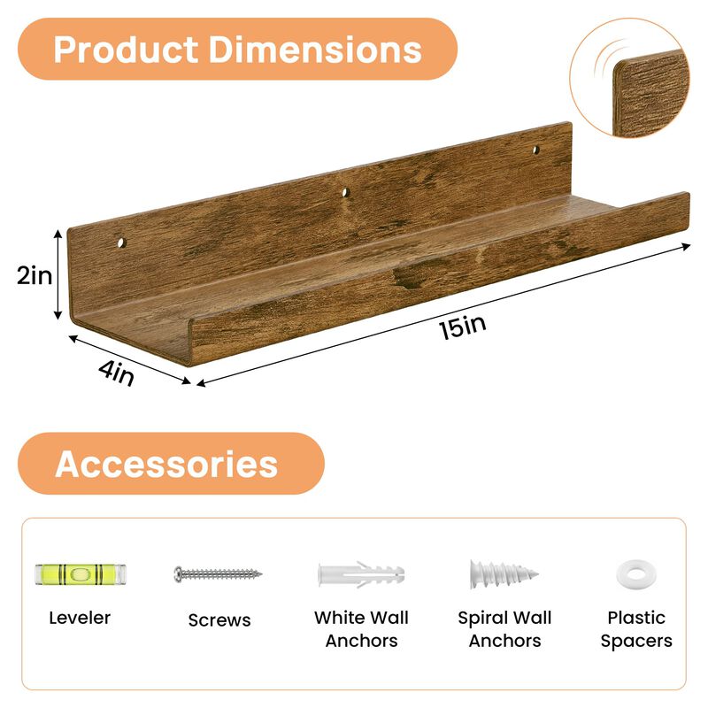 Repisas Upsimples 38 cm estilo madera r&uacute;stica -... image number null