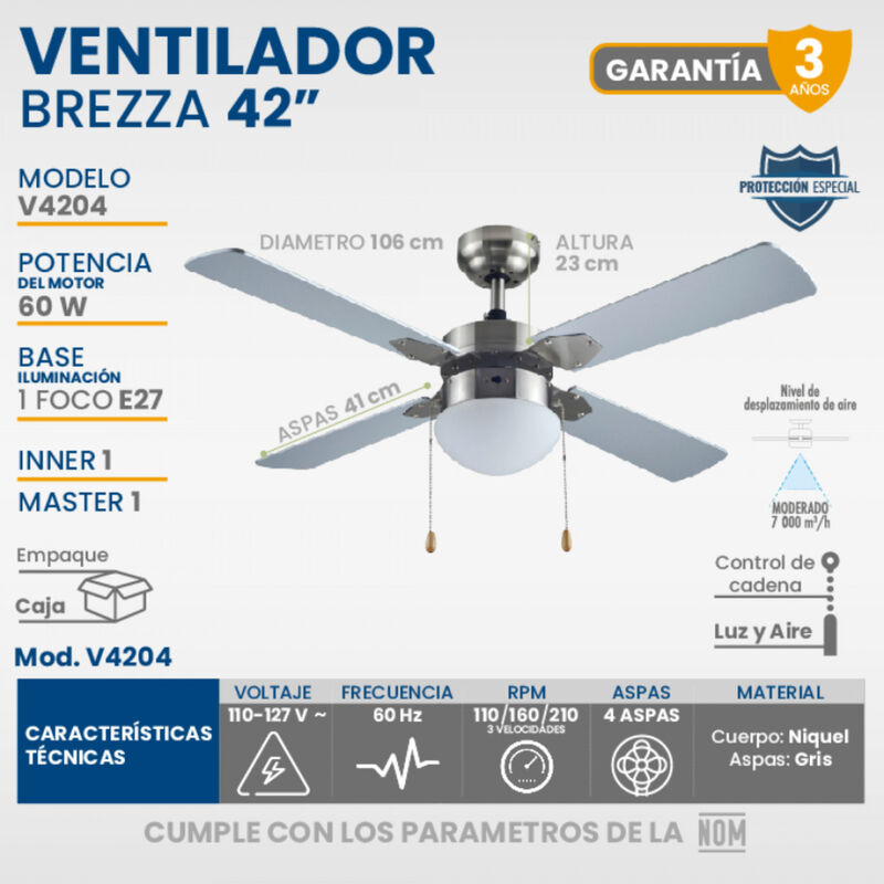 Ventilador De Techo Para Interior 42   Brezza  ... image number null