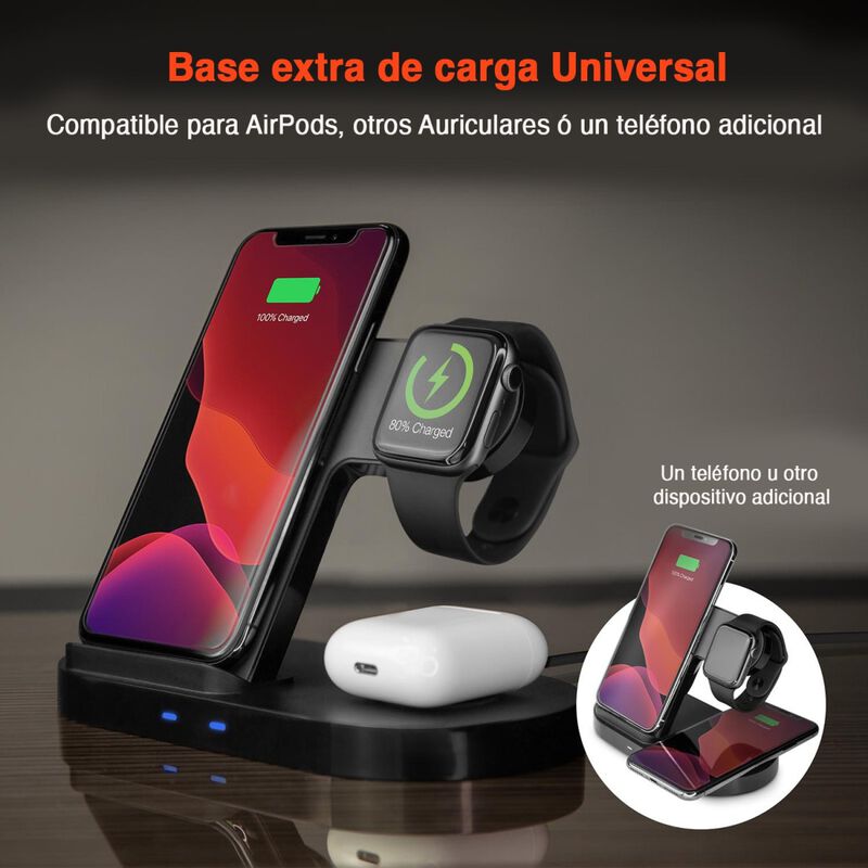 Base de Carga HYPERGEAR inal&aacute;mbrica Qi 3en1 par... image number null