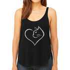 Tank Top Holgado Premium Word Art Para Mujer - Coraz&oacute;n de Gato- Negro