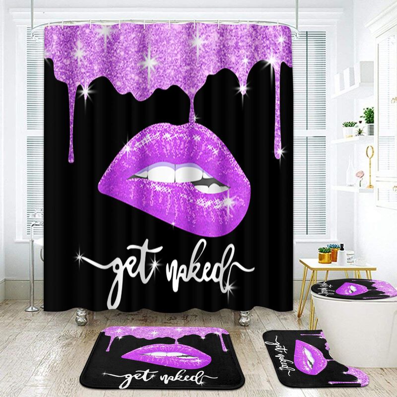 Cortina De Ba&ntilde;o Arttown 4 Piezas Lips Get Naked... image number null