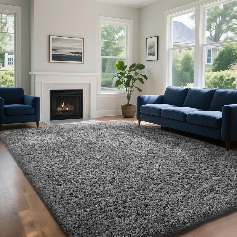 Alfombra Ophanie 178x254 Cm Gris De Peluche Ant... image number null