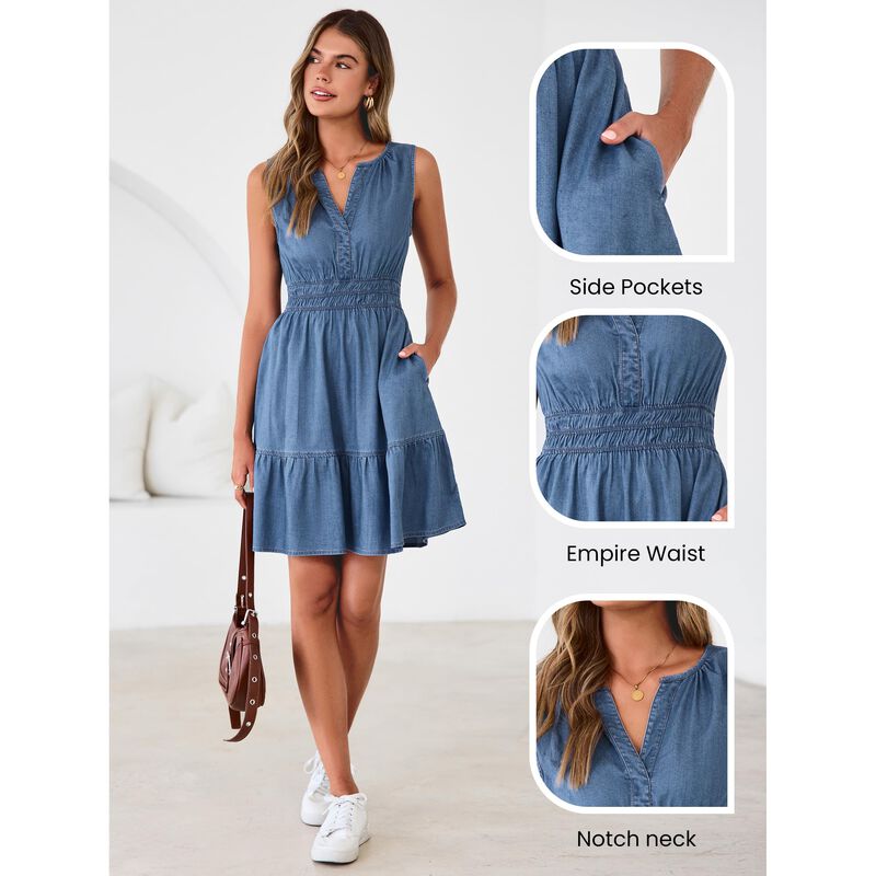 Vestido Berrygo Denim Sin Mangas Mini Azul Tall... image number null