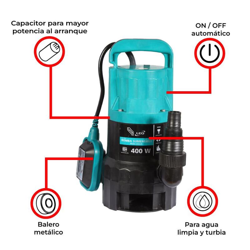 Bomba el&eacute;ctrica sumergible casa y jard&iacute;n &frac12; HP image number null