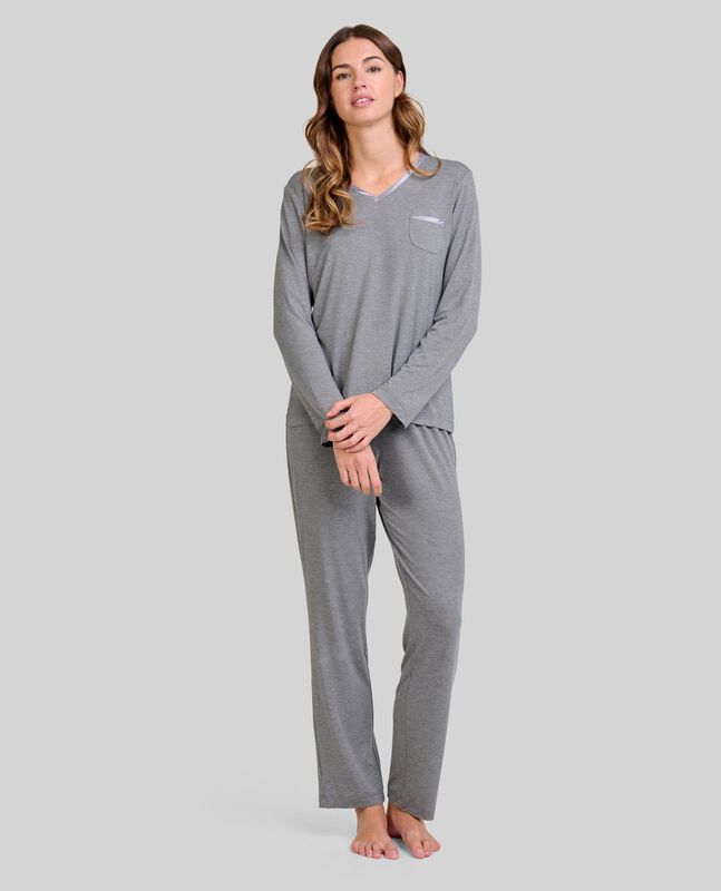 Pijama de Modal con Raso Gris image number null