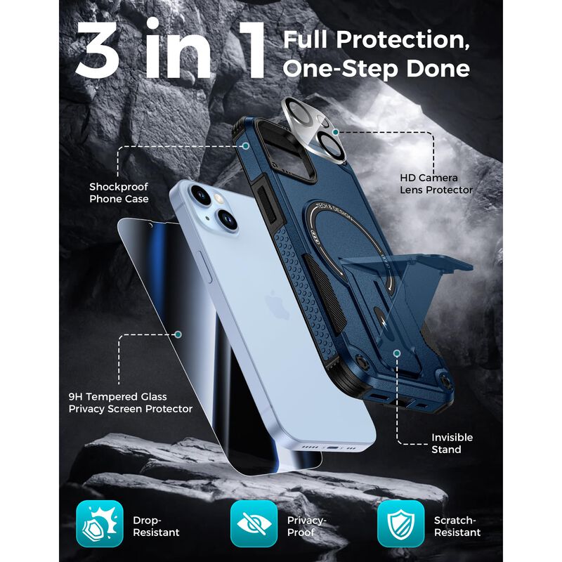 Goton 3 en 1 para iPhone 14: Funda, Protector d... image number null