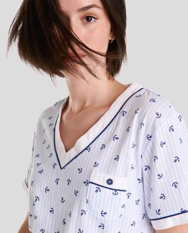 Pijama de Manga Corta con Estampado de Anclas M... image number null