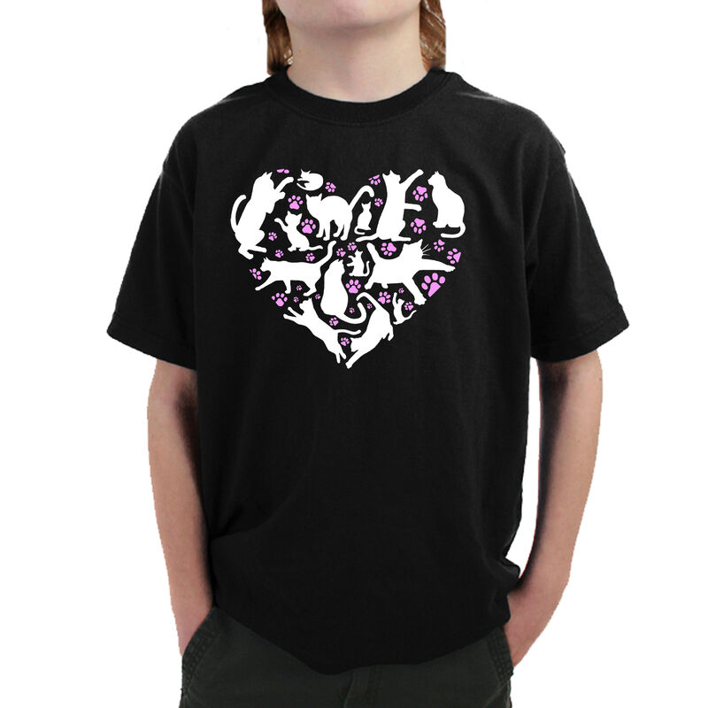 Camiseta Word Art Para Ni&ntilde;o - Coraz&oacute;n de Gato -... image number null