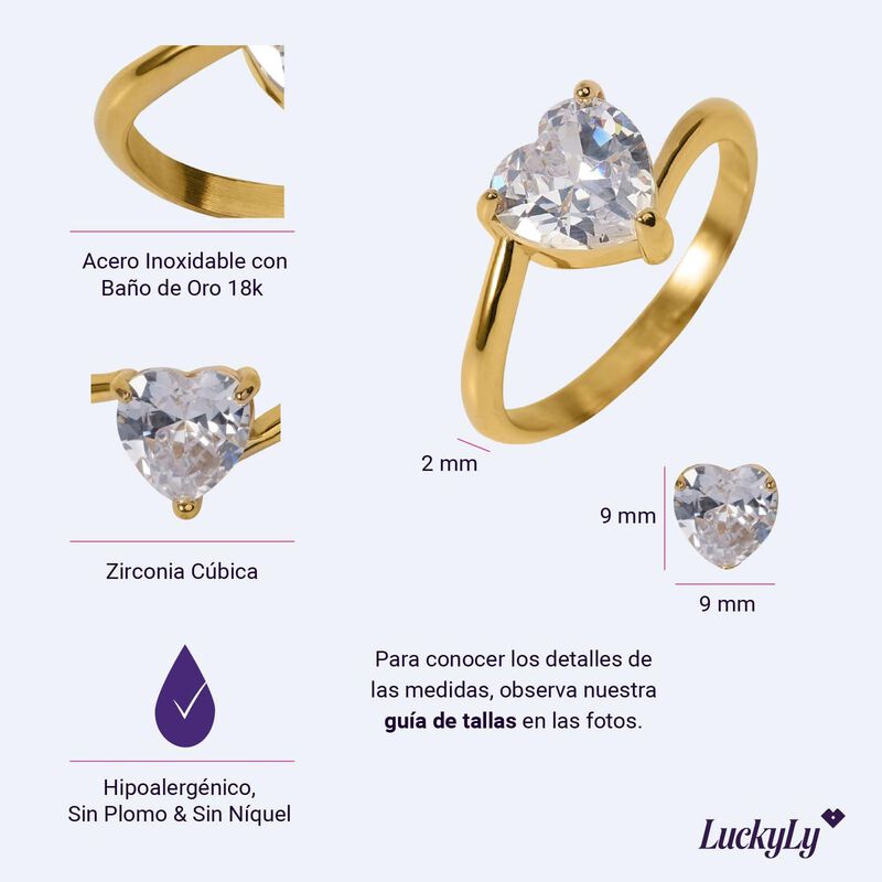 Anillo De Compromiso Luckyly Aida Ba&ntilde;o De Oro R... image number null