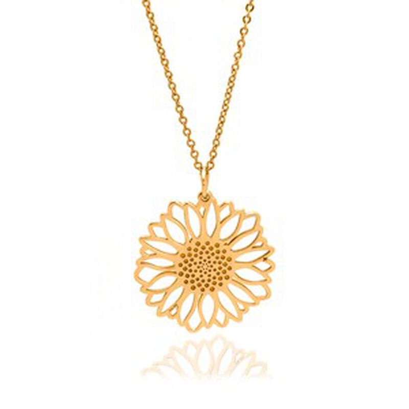 Dije Girasol Mediano De Plata Con Ba&ntilde;o de Oro image number null