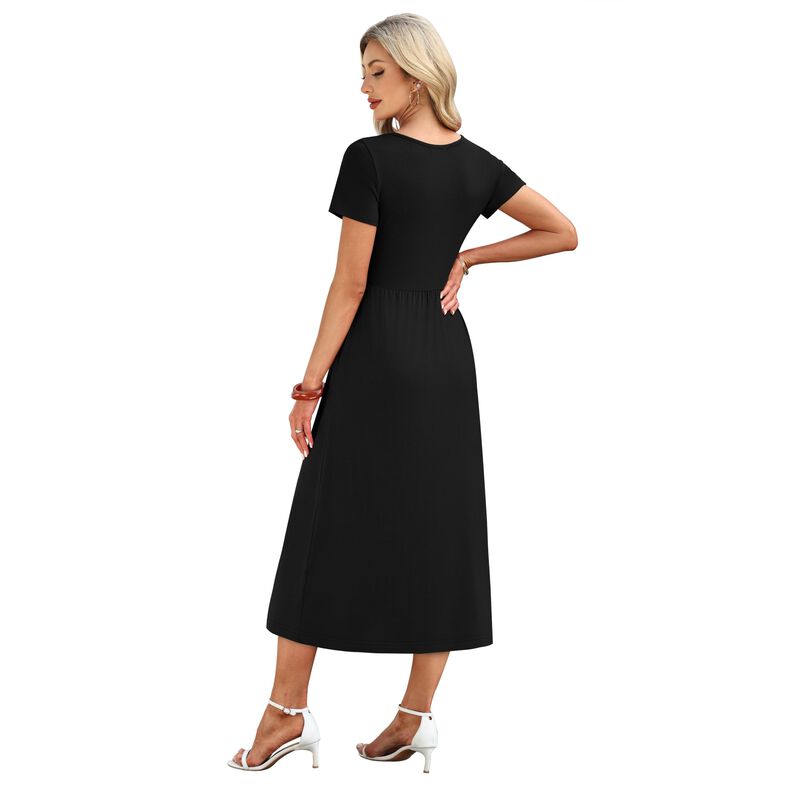 Vestido Ofeefan Negro Midi Fluido Casual Verano image number null