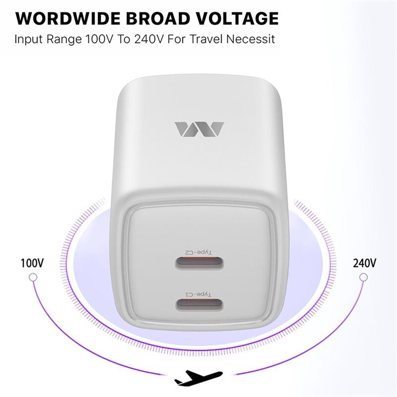 Cargador Ac Mybat Dual Usb-c 35w Gan Universal ... image number null
