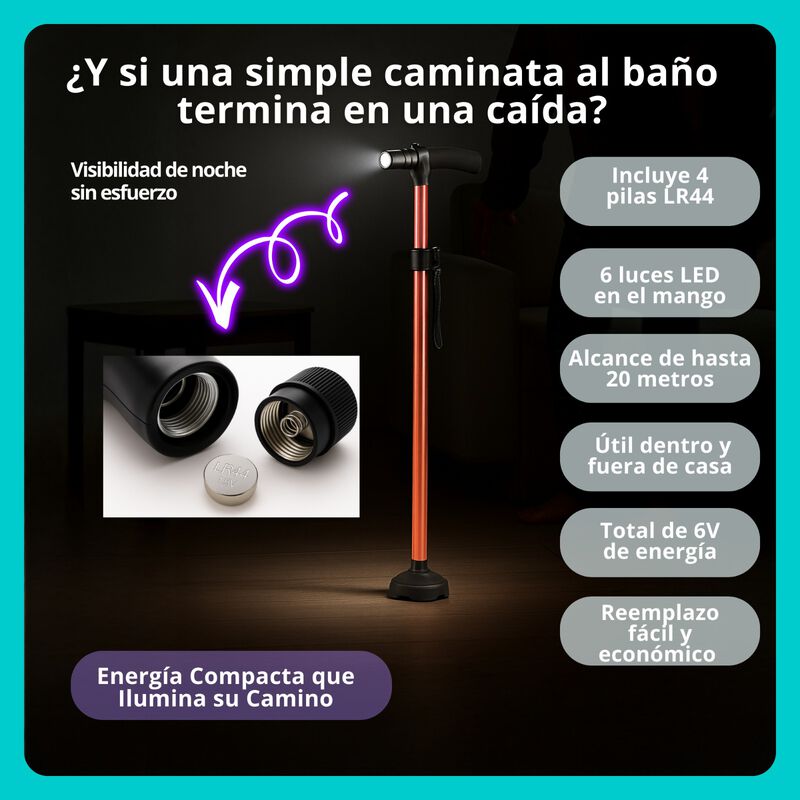 Bast&oacute;n Plegable con Luz LED | Base 360&deg; Facilit... image number null