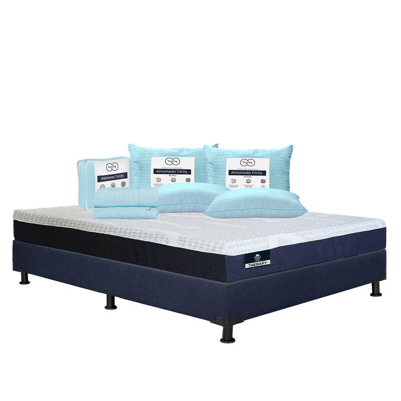 Colch&oacute;n Queen Size Therapy + Box + 2 Almohadas ... image number null