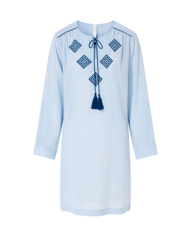 Vestido Corto con Bordado Azul image number null