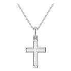 Dije De Cruz Con Cadena En Oro Blanco 14k 15 Pts Diamante Suraj-41-d