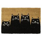 Felpudo De Fibra De Coco Natural Fisura 46 &times; 76 cm Con Gatos