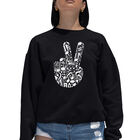 Sudadera De Cuello Redondo Word Art Para Mujer - Dedos de Paz Musicales - Negro
