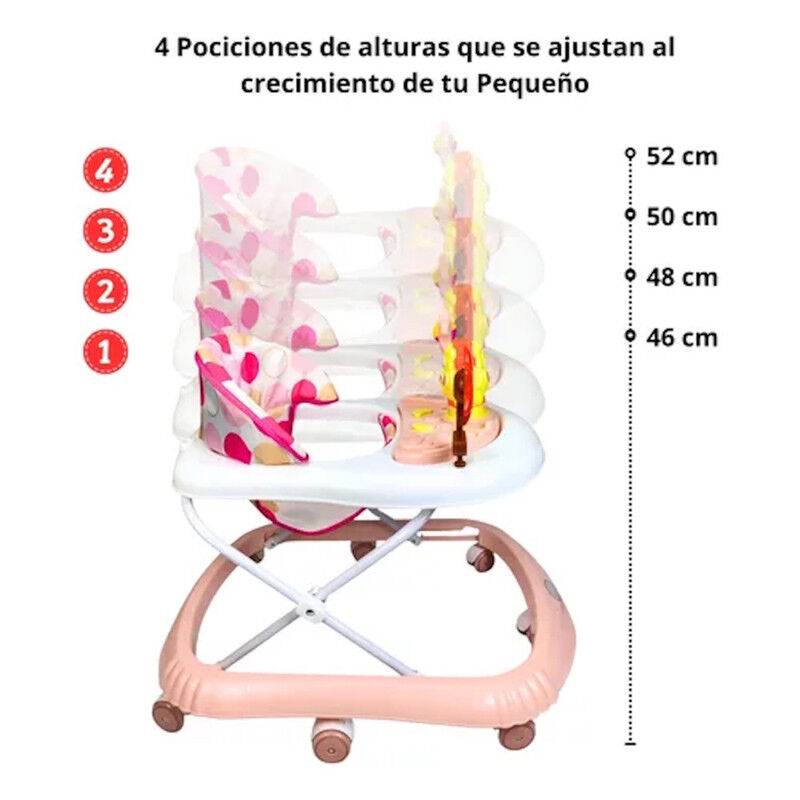 Andadera Para Beb&eacute; Rosa Con Luz Sonido Llantas ... image number null