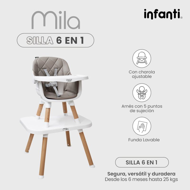 Silla Alta Mila 6 En 1 Gris image number null