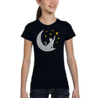Camiseta Word Art Para Ni&ntilde;a - Gato y Luna - Negro