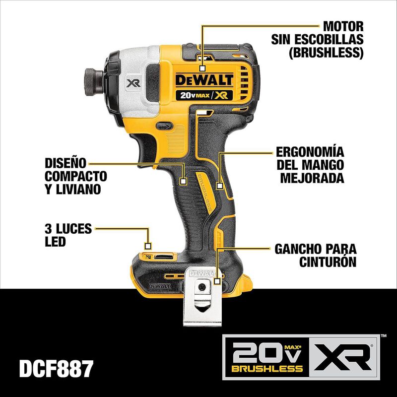 Impacto Dewalt Dcf887d2 1/4" 20v Max Brushless ... image number null