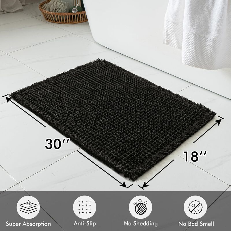 Alfombras De Ba&ntilde;o Miulee Waffle, Color Negro, 1... image number null