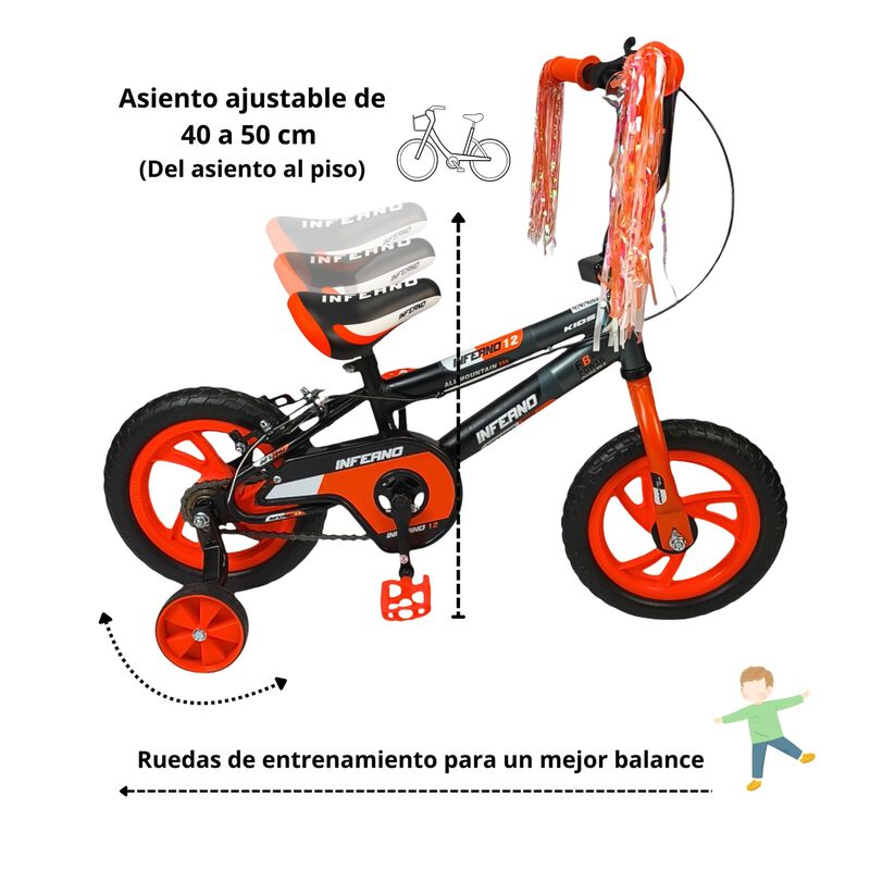 Bicicleta Infantil Rodada 12 Con Ruedas De Apoy... image number null