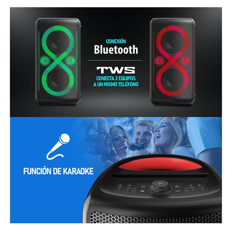 Bocina Cycle Plus Monster 120w Tws Rgb Karaoke ... image number null