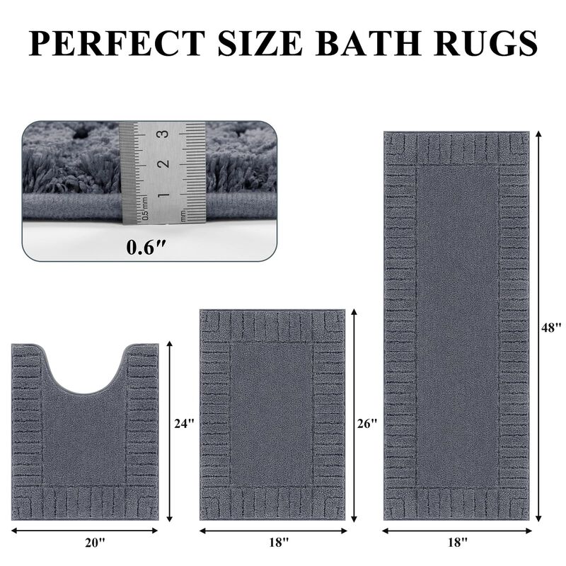 Juego De 3 Alfombras De Ba&ntilde;o Pauwer De Microfib... image number null