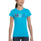 Camiseta Word Art Para Ni&ntilde;a - Fuegos Artificiales USA - Turquesa
