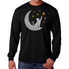 Camiseta De Manga Larga Word Art Para Hombre - Gato y Luna - Negro